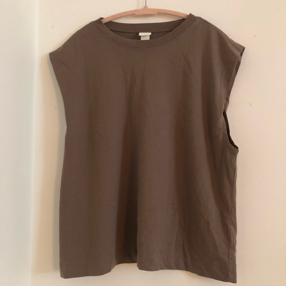 H&M 100% Cotton Earthy Brown  Boxy Tank Top
Size-M